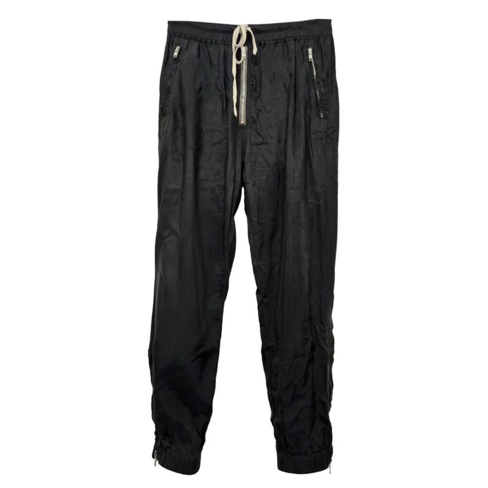 Rick Owens Satin-Twill Tapered Trousers in Black Cupro